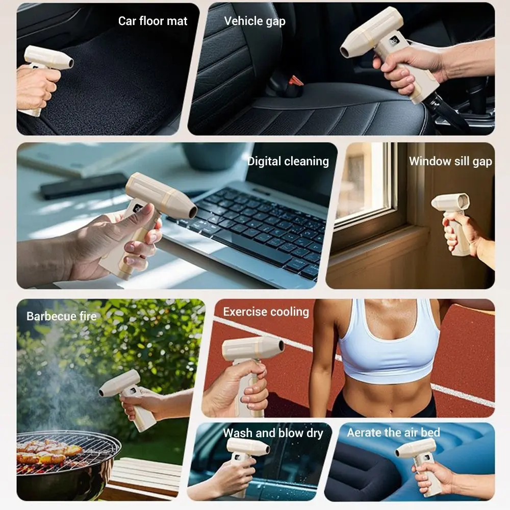 

450000RPM Mini Turbo Jet Fan LED Display Lighting Lamp Powerful Air Blower Brushless Motor 5 Gears Speed Adjustable Violent Fan