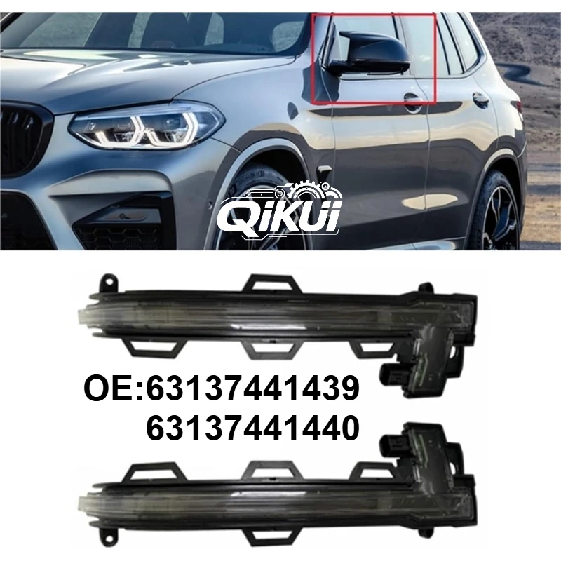 

QIKUI 63137441439 63137441440 Car Side Rearview Mirror Turn Signal Light Compatible With BMW X3 G01 X4 G02 X5 G05 X6 G06 X7 G07