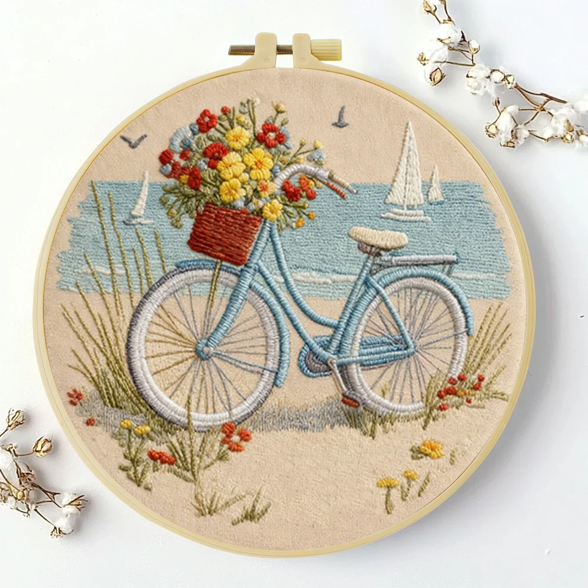 1 Stück 20X20CM/15X15CM 7,87/6,3 Zoll Fahrrad-Stickerei-Starter-Kit DIY-Kit DIY-Stickerei-Set Handarbeiten Nadelkunst – Detail 2