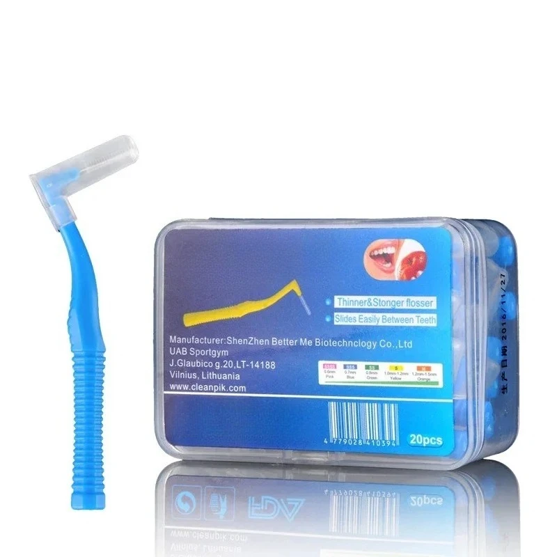 20Pcs L-Shape Push-Pull Interdental Brush Orthodontic Toothpick Teeth Whitening Tooth Pick ToothBrush Oral Hygiene Care