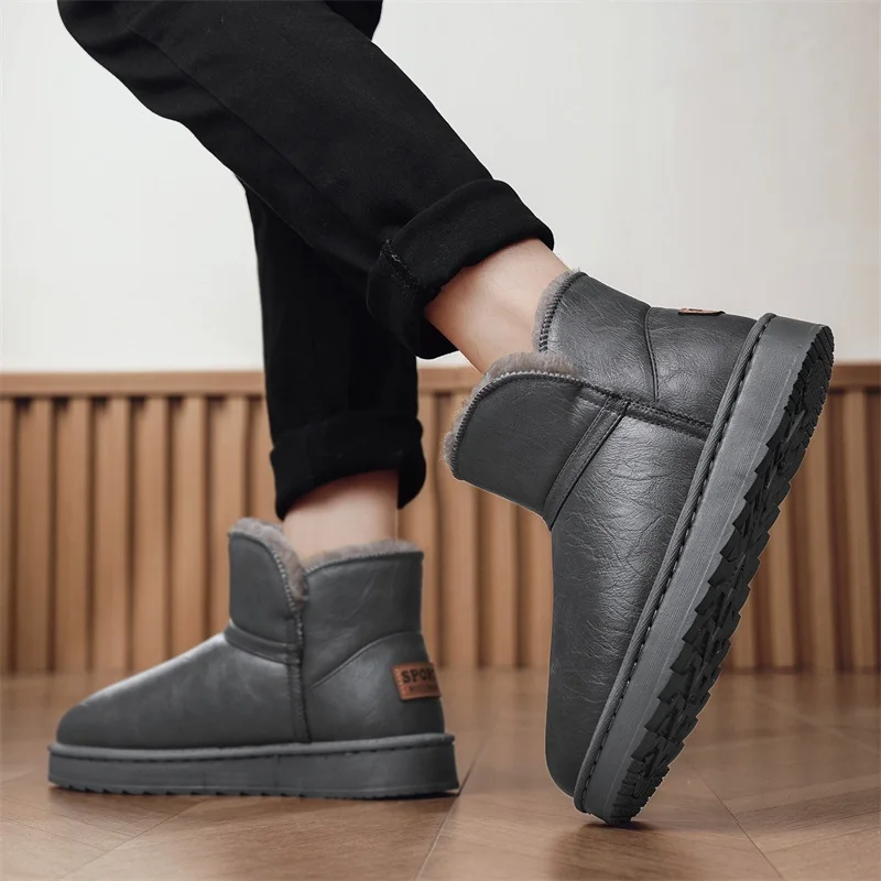 أحذية الثلوج الرجالية 2025 نمط الشتاء الجديد، مبطنة بالصوف، سميكة، دافئة، أحذية قطنية كبيرة، أحذية رجالية غير قابلة للانزلاق، أحذية بدون كعب مقاومة للماء #2