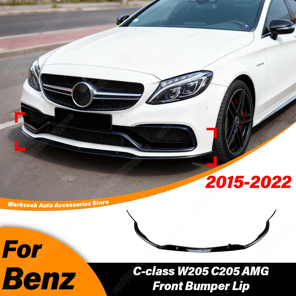

Для Mercedes-Benz C-класса W205 C205 AMG 2015-2022: Комплект обвеса (сплиттер, накладка на передний бампер)