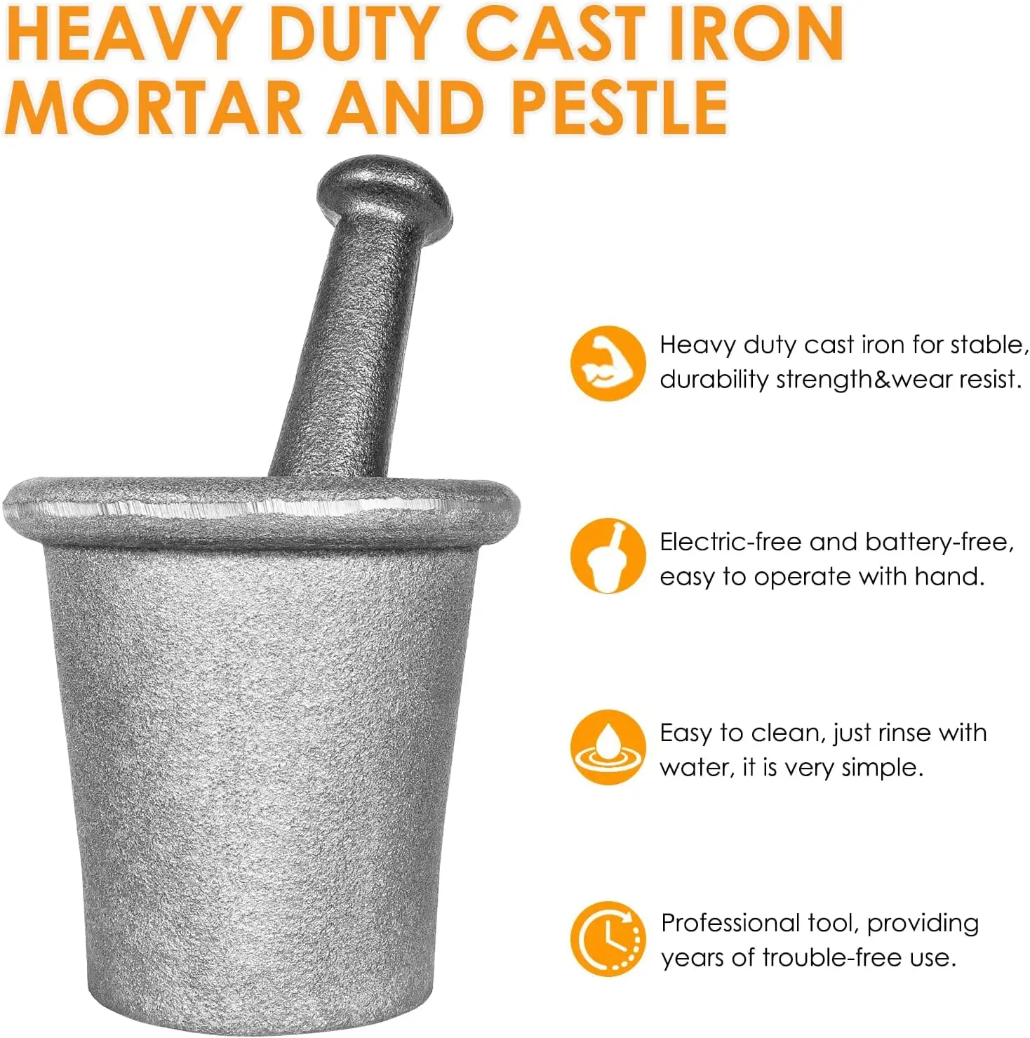 TML Cast Iron Mortar and Pestle Rock-Ore Crusher Mortar Heavy Duy Large Size 6.5KG Blacksmith Tools