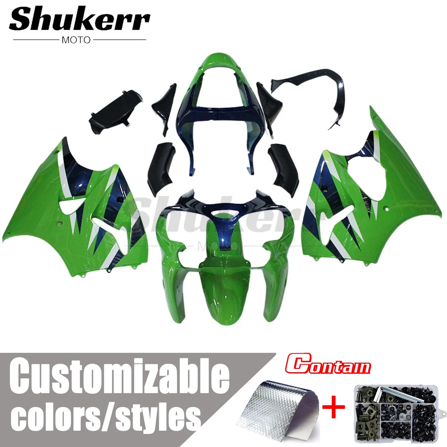 

New Abs Motorcycle Plastics Fairing Kit Injection Mold Bodywork Panel Kit Fit for Kawasaki Zx6R Zx636 2000-2002 Zzr600 2005-2008