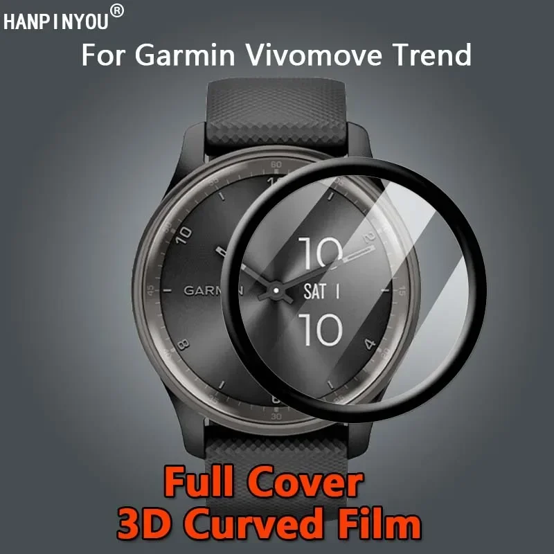 For Garmin GarminMove Vivomove Trend Clear Full Cover 3D Curved Plating Soft PMMA PET Film Screen Protector -Not Tempered Glass