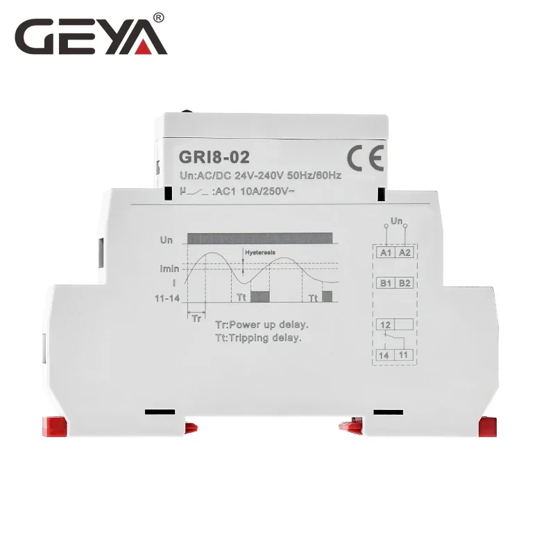 Gratis Pengiriman GEYA GRI8-01/02 Saat Ini Monitoring Relay Rentang Saat Ini 8A 16A AC24V-240V DC24V Overcurrent Protection Relay