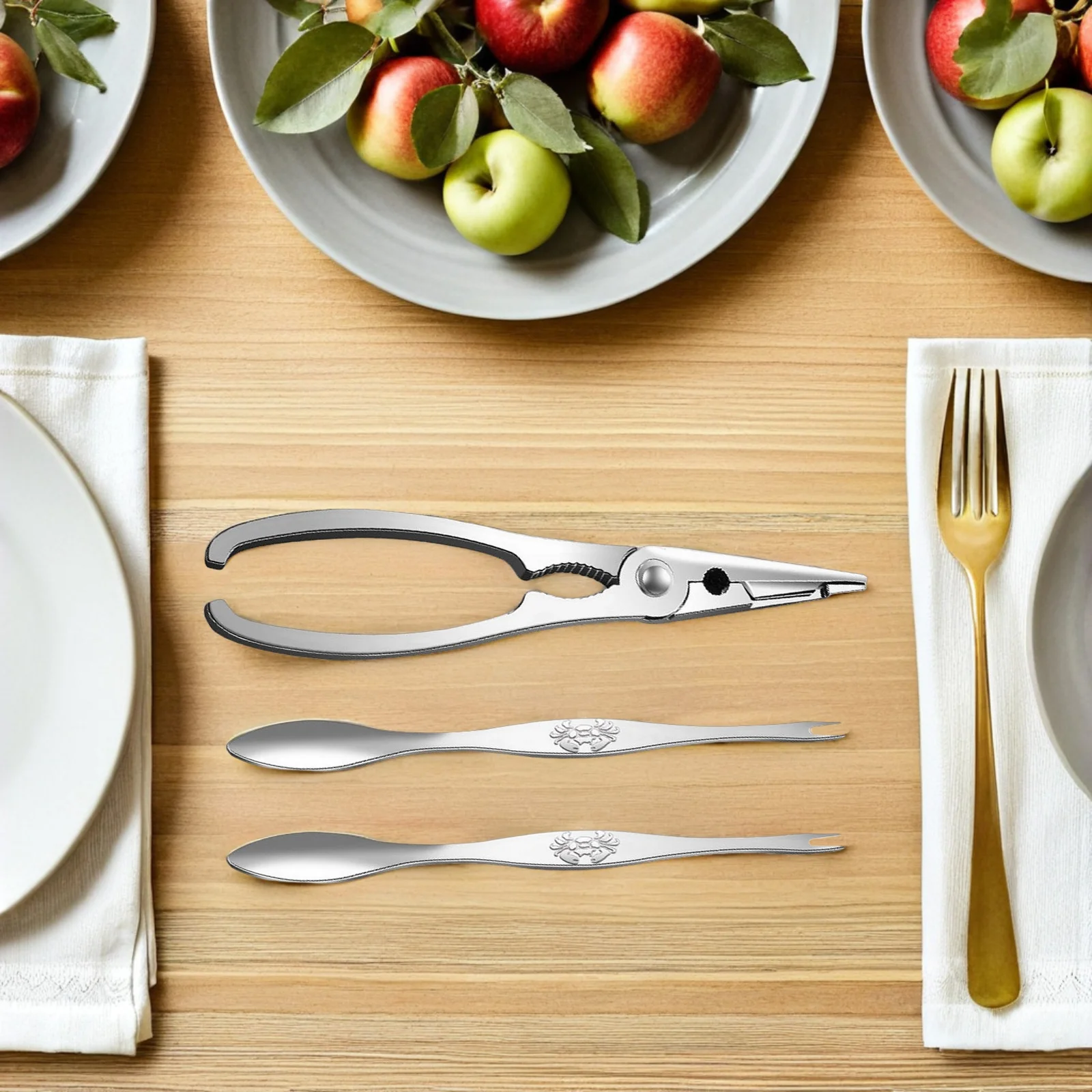 

1Set Crab Scissors Tongs Premium Metal Kitchen Utensils Set for Seafood Boil Party Supplies Rustproof Crab Leg Crackers Eating