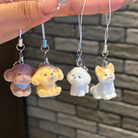 Kawaii Plush Cute Dog Keychain Flocking Animal Pendant Phone Lanyard Hanging Keycord Charm Key Chains DIY Accessories Girl Gifts