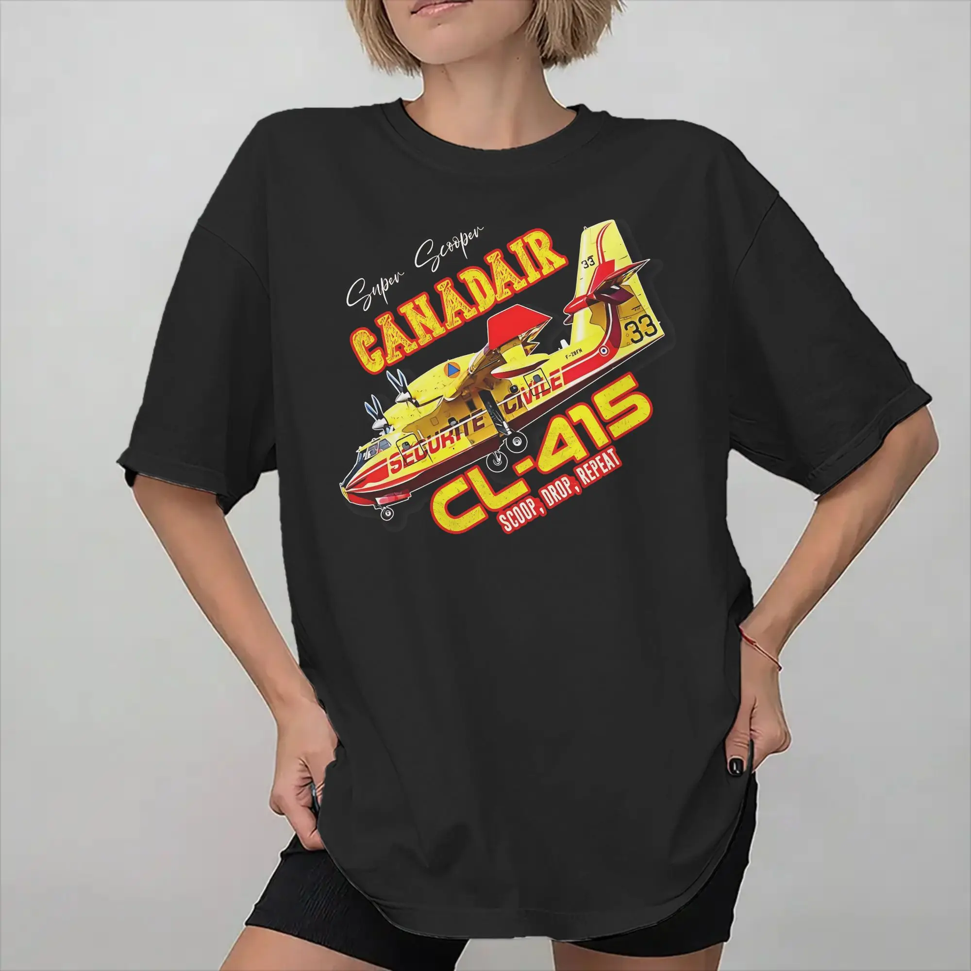 Mens Womens Canadair cl-415 Super Scooper firebomber Aircraft  Shirt Cotton Printed T-Shirt  Clothing Outfits