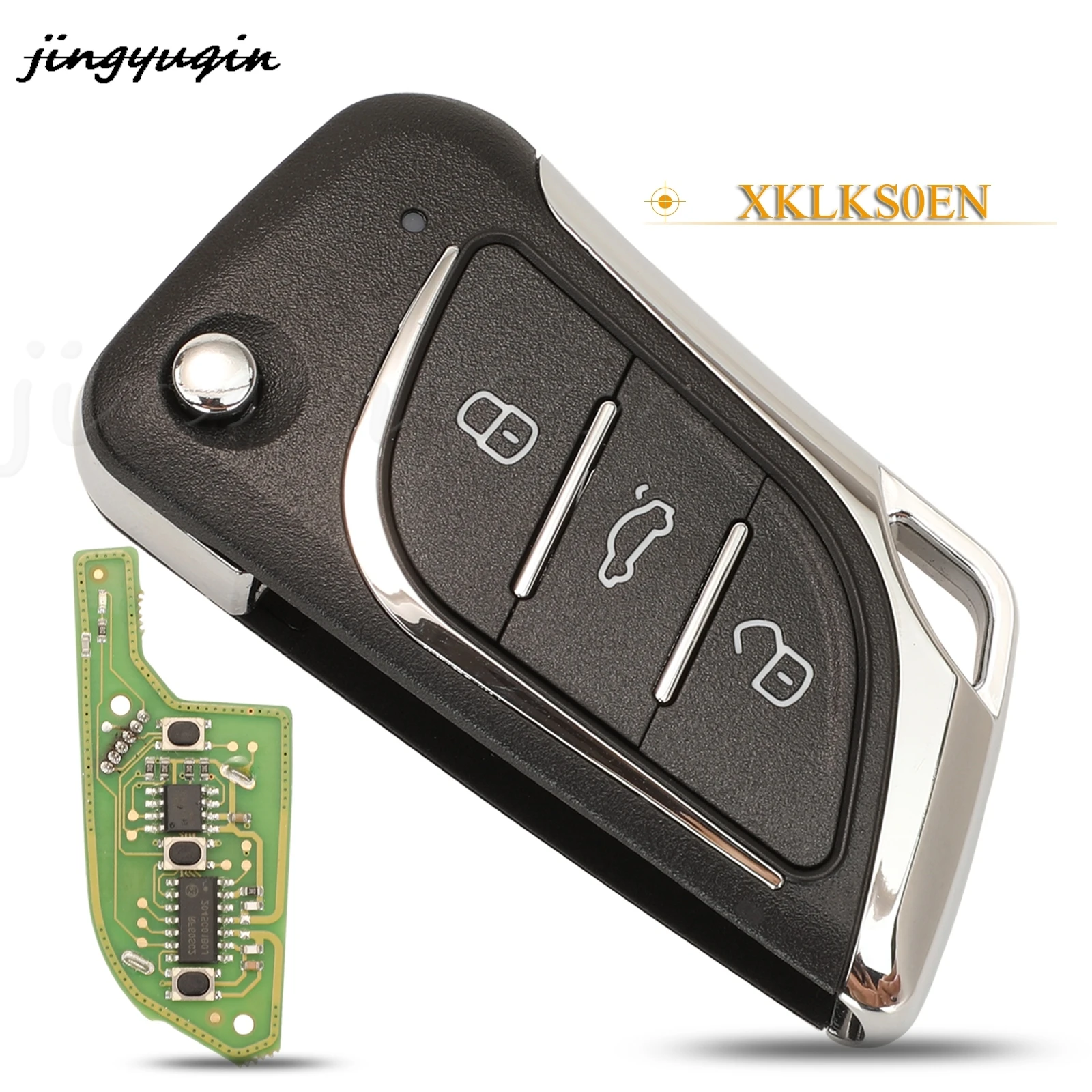 

jingyuqin 3 Buttons XKLKS0EN Xhorse Wire Universal Remote Key LEI.KSS Style(Chrome-plating) For VVDI Key Tool VVDI2