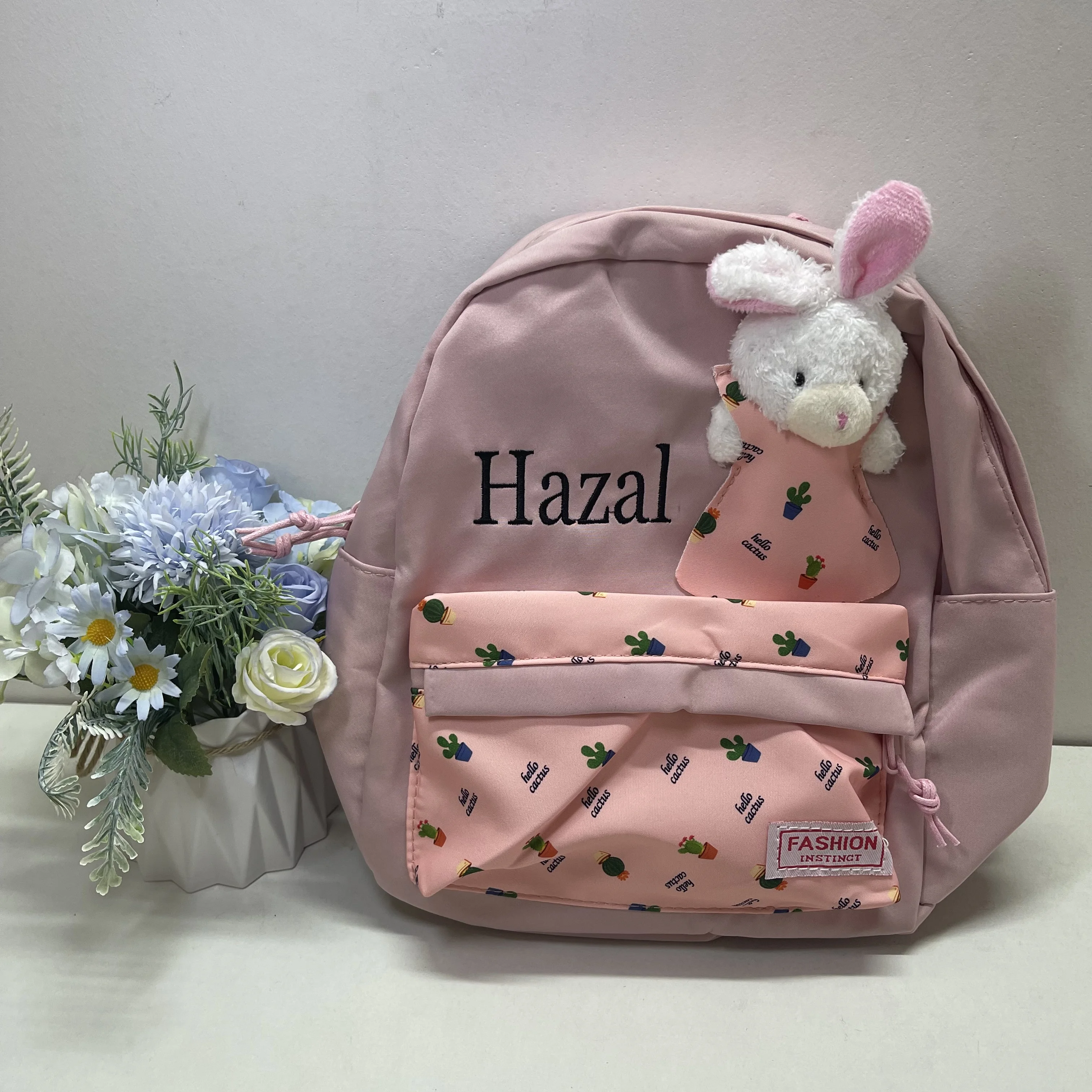 

Personalized Boys and Girls Kindergarten Backpack Little Rabbit Schoolbag Customized Embroidery Name Children Day Birthday Gift