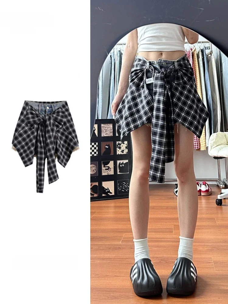 

Sexy Short Denim Shorts Women's Summer New Style Ultra Short Pants High Waist Wide Leg Jeans Two Pieces Set Trendy Hot Pants