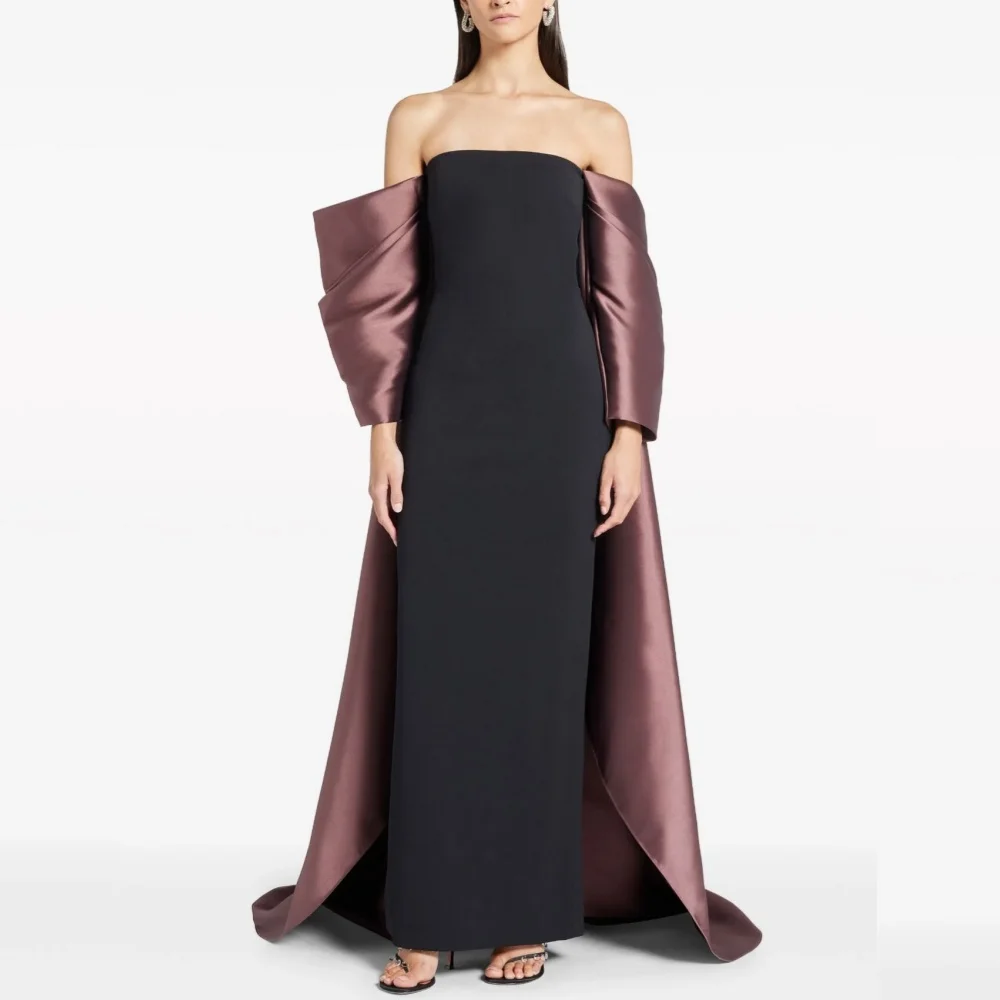 

Customized Pleat Grace Simple Off-the-shoulder Evening Dress Straight Long Dresses Bespoke Occasion Elegant Party Wedding