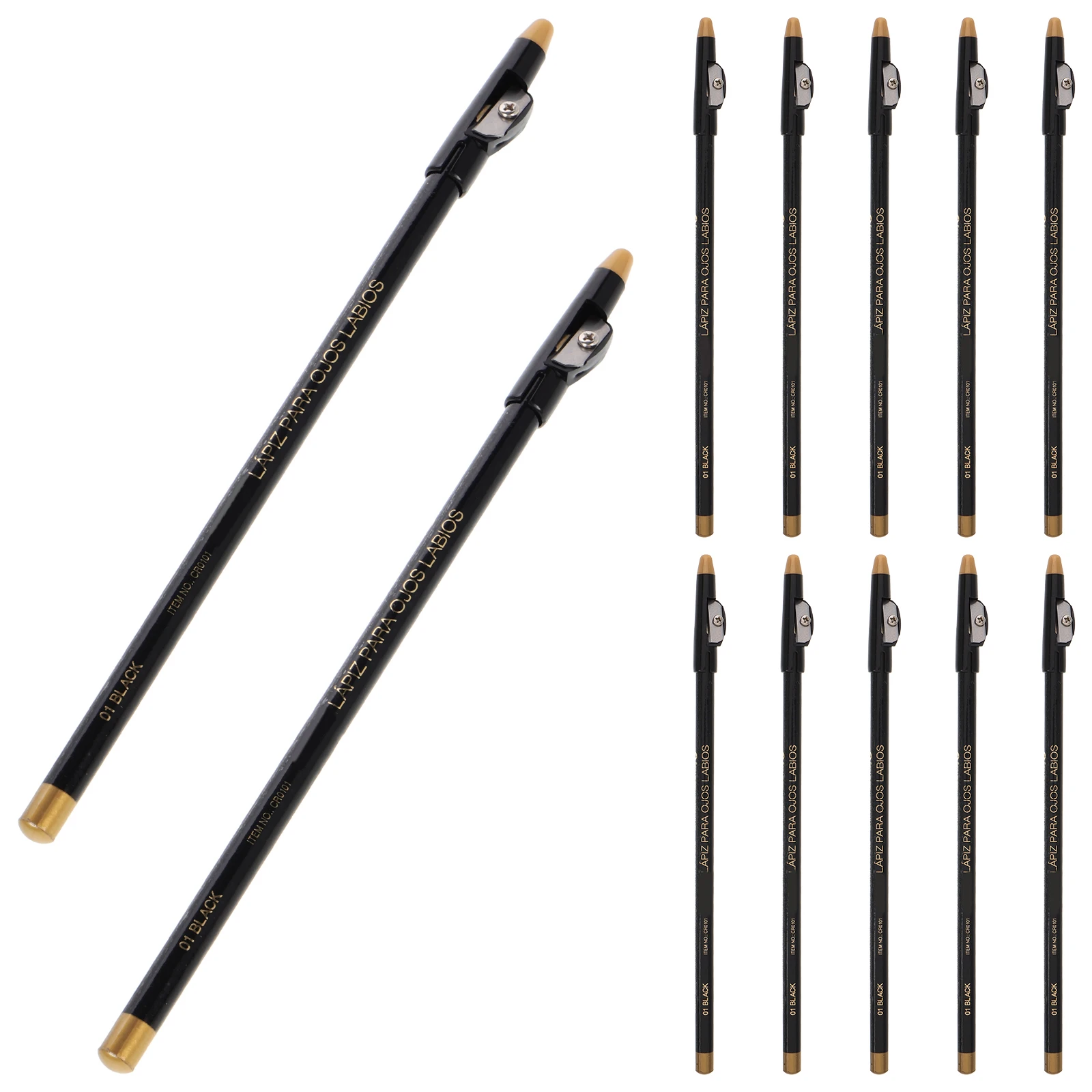 

12pcs Waterproof Eyebrow Pencil White Wooden Brow Pen Dual Use Eye Liner Matte Sweatproof Portable For Women Makeup Tool