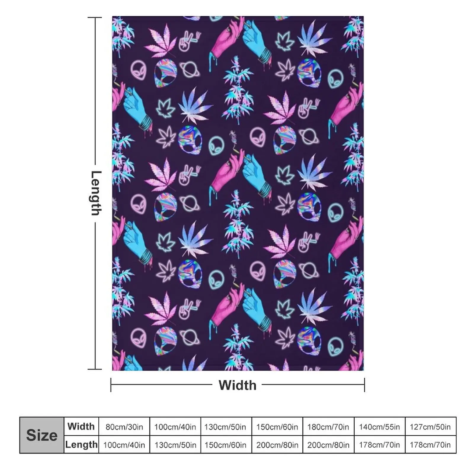 Aesthetic Alien Stoner ~ Holo Neon Watercolor Pattern and Transparent Sticker Sheet Bundle Pack ~ Collection Set 1 Throw Blanket