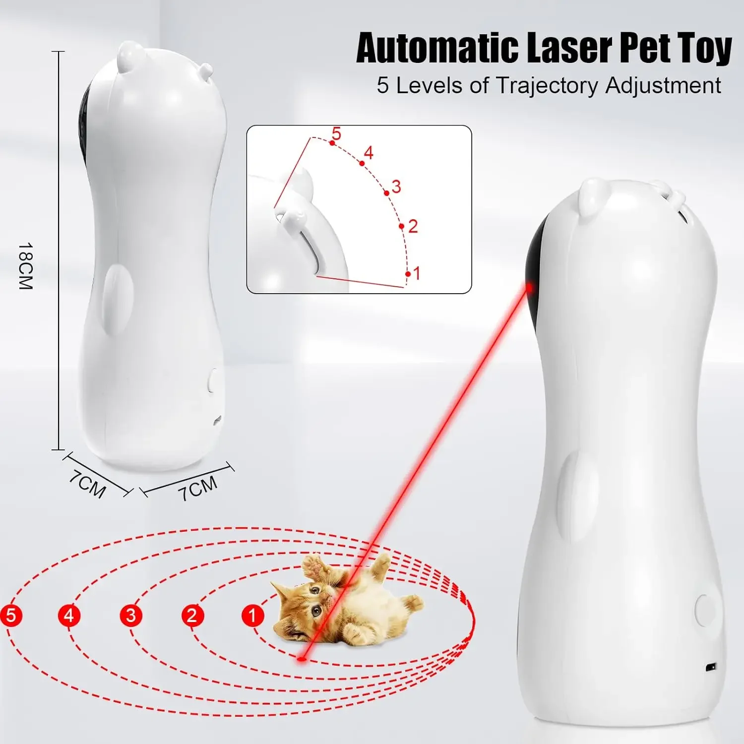 Juguetes de trayectoria aleatoria automática para gatos, burlas inteligentes interactivas para mascotas, láser LED, modo de mano divertido, mascota electrónica para todos los gatos