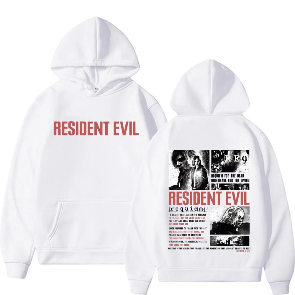 Resident Evil Requiem Sweatshirts Leon Kennedy Grace Ashcroft 90er Vintage Hoodies Herren Damen Mode Klassische Pullover Streetwear – Detail 7