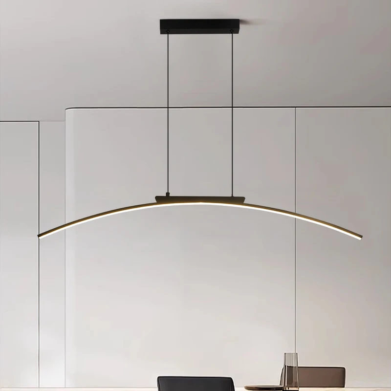 Contemporary Dining Room Pendant Light Sleek LED Arc Hanging Lamp Adjustable Brightness Energy Efficient Ideal for Kitchen Resta