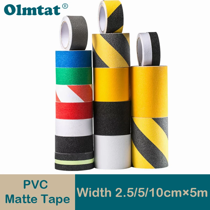 

1/3/5pcs PVC Matte Tape Width 2.5/5/10cmx5m Waterproof And Wear-resistant Sandpaper Stairs PET Matte Non-slip Sticker Strip