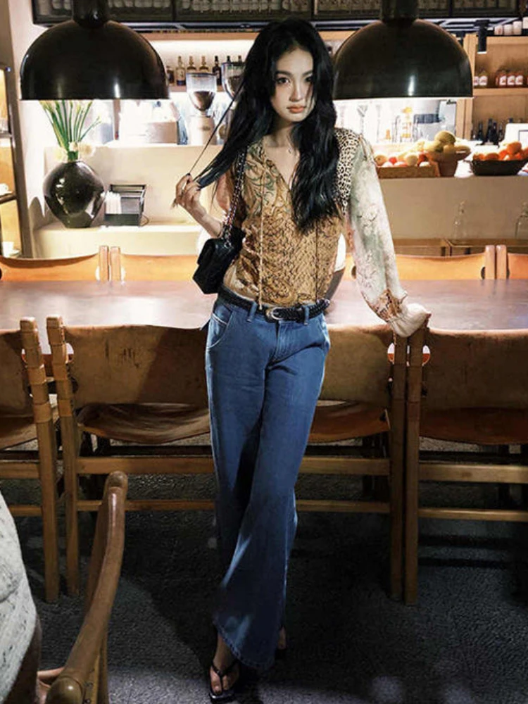 2025 mulheres y2k estética retalhos impressão camisa grunge harajuku alargamento manga blusa sexy streetwear vintage plissado blusas