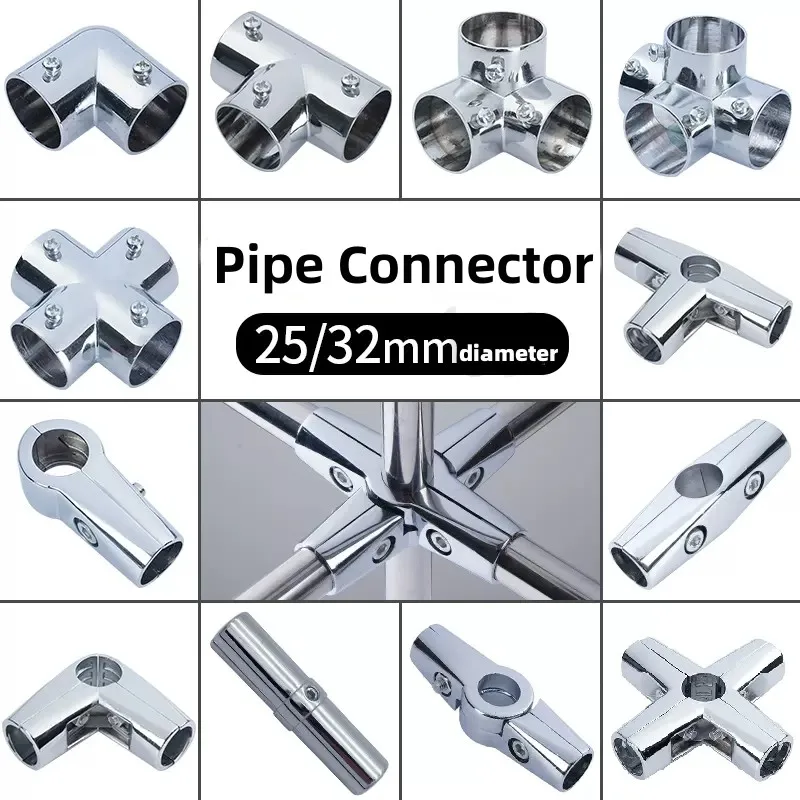 Connettore per tubo in lega di alluminio da 25mm di atterraggio per Rack di ventilazione giunto per tubo di fissaggio del telaio dell'armadio per raccordi fissi per tubi in acciaio inossidabile