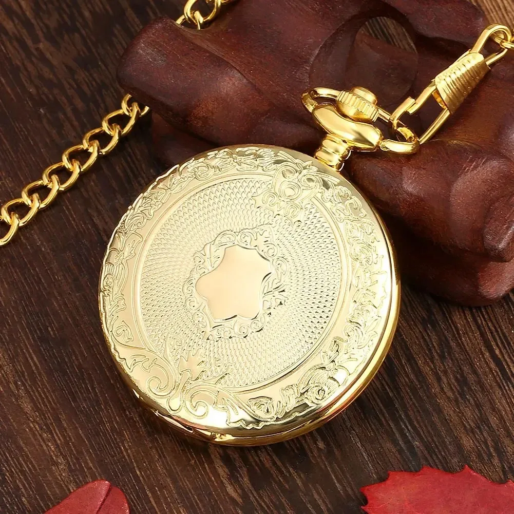 Glamour Golden Silvery Black Bronze Quartz Pocket Watch Men Women's Steampunk Necklace Fob Chain Christmas Birthday Gifts