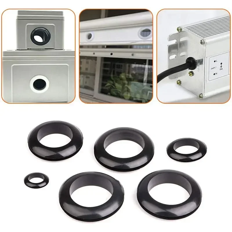 260pcs Rubber Grommet kits 7 sizes(8mm 9mm 10mm 11mm 14mm 15mm 17mm) for wire hole washer Wiring Coil firewall Automotive O-ring