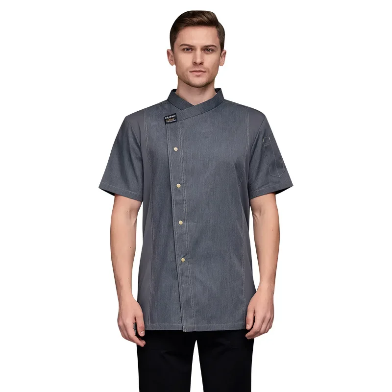 Commercio all'ingrosso Unisex ristorante uniforme panetteria servizio di ristorazione manica corta Chef uniforme cucinare vestiti Bar Cafe cameriere vestiti donne