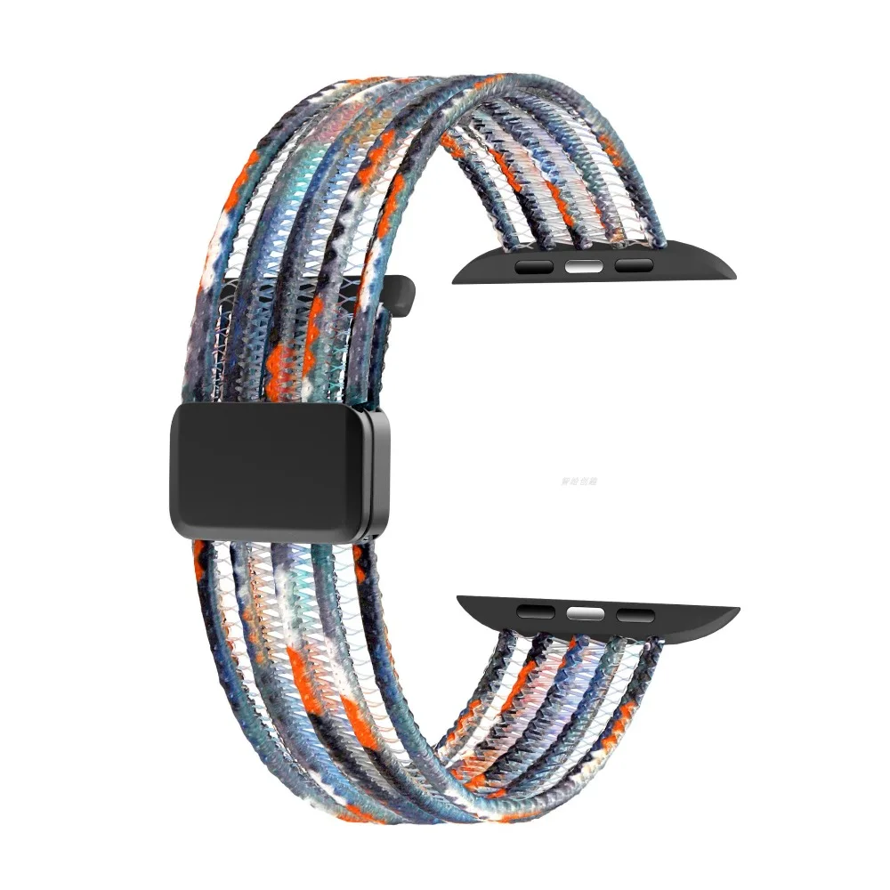 For Watch Ultra 3 2 Series 12 11 10 9 8 7 SE Nylon Loop Magnetic Strap Denim Woven Breathable Sport Band