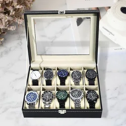 Leather watch storage box Simple PU watch display case with lock Men's watch gift box packaging high-end watch box