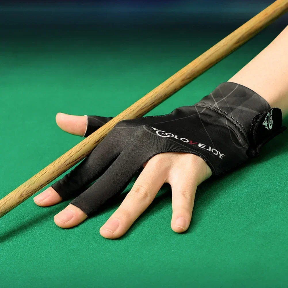 Open Finger Billiard Gloves Breathable Polyester Snooker Pool Gloves Adjustable Sticker Smooth Soft Lightweight Amateur Training