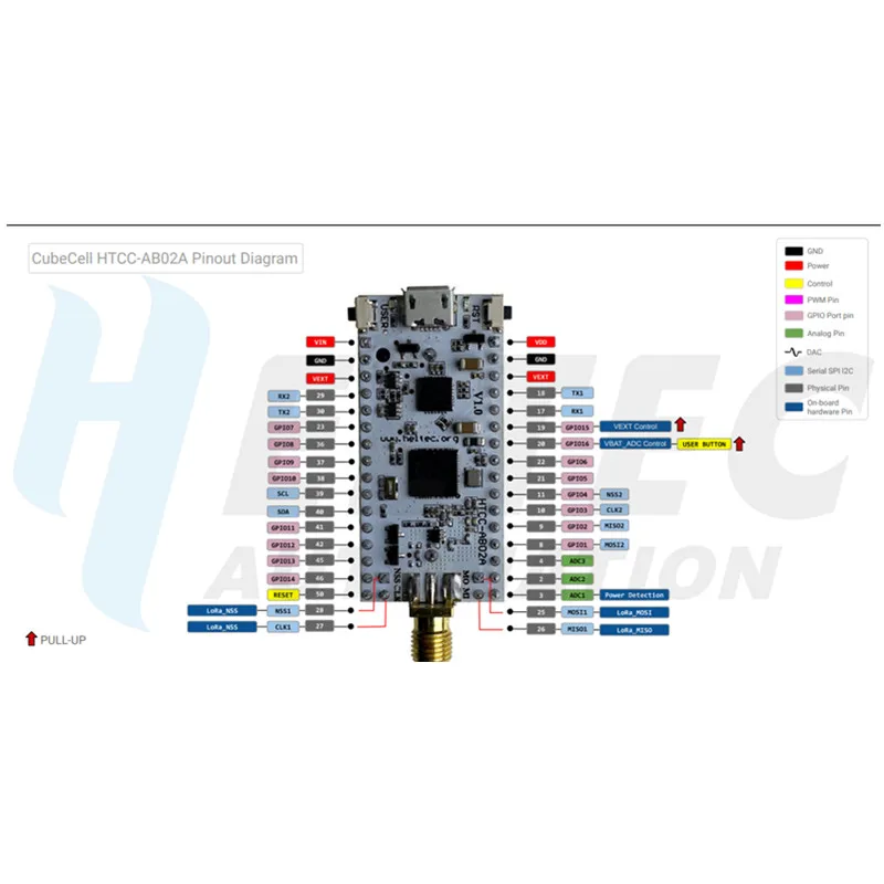 2 piezas CubeCell Lora Node ASR6502 LoRa con 1 / 2AA funda de batería aplicaciones de nodo LoRaWAN para Arduino con antena y conector