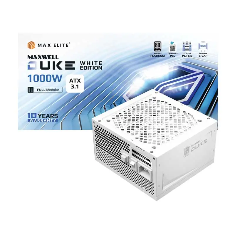 Max Elite MAXWELL DUKE 1000W 80PLUS Platinum Full Modular ATX3.1 White