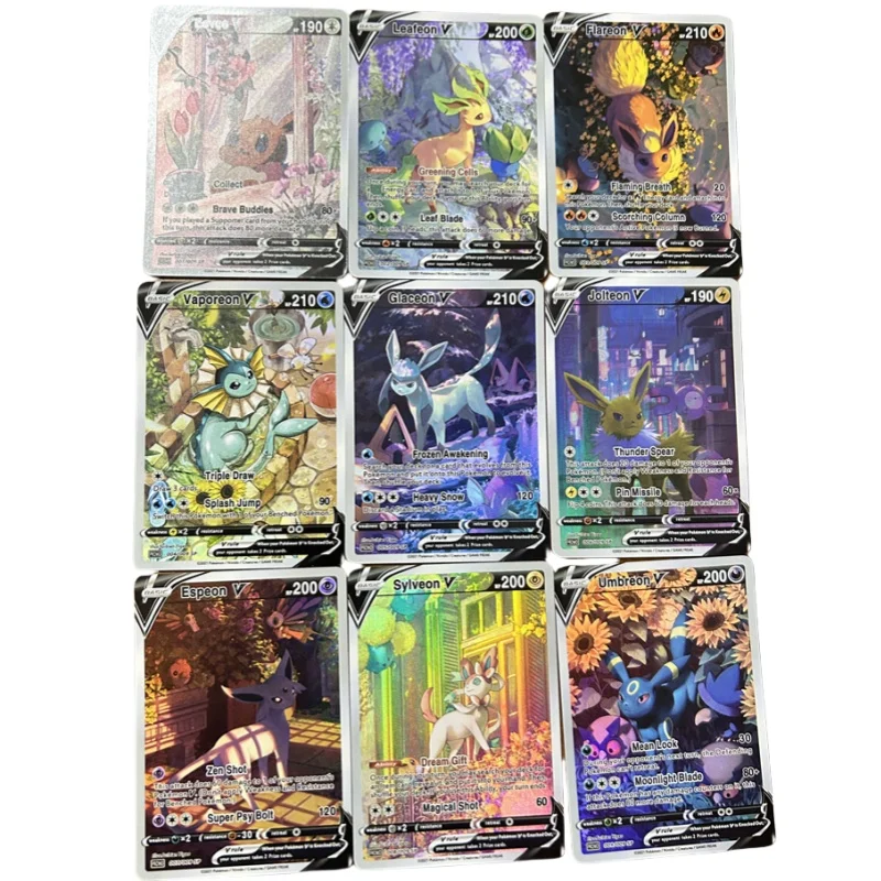 Karty Pokemon Ptcg Sylveon Eevee Umbreon refrakcja własnoręcznie wykonane postacie z gier anime kolekcja kart kolekcjonerskich Diy zabawki