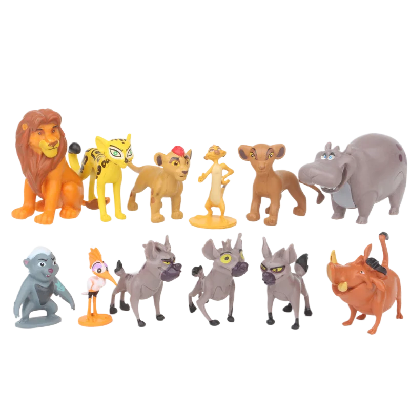 Juego de 12 Uds. De figuras del Rey León Simba Mufasa cicatriz Zira, colección de modelos de animales, juguetes, accesorios de Halloween, regalos