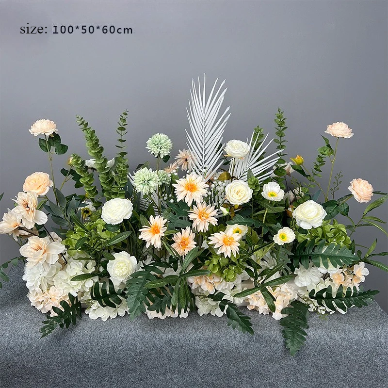 

New Wedding Floor Flower Arrangement Simulated Silk Finished Decoration Hall Welcome Hanging T Table Road Leading Wedding Flower