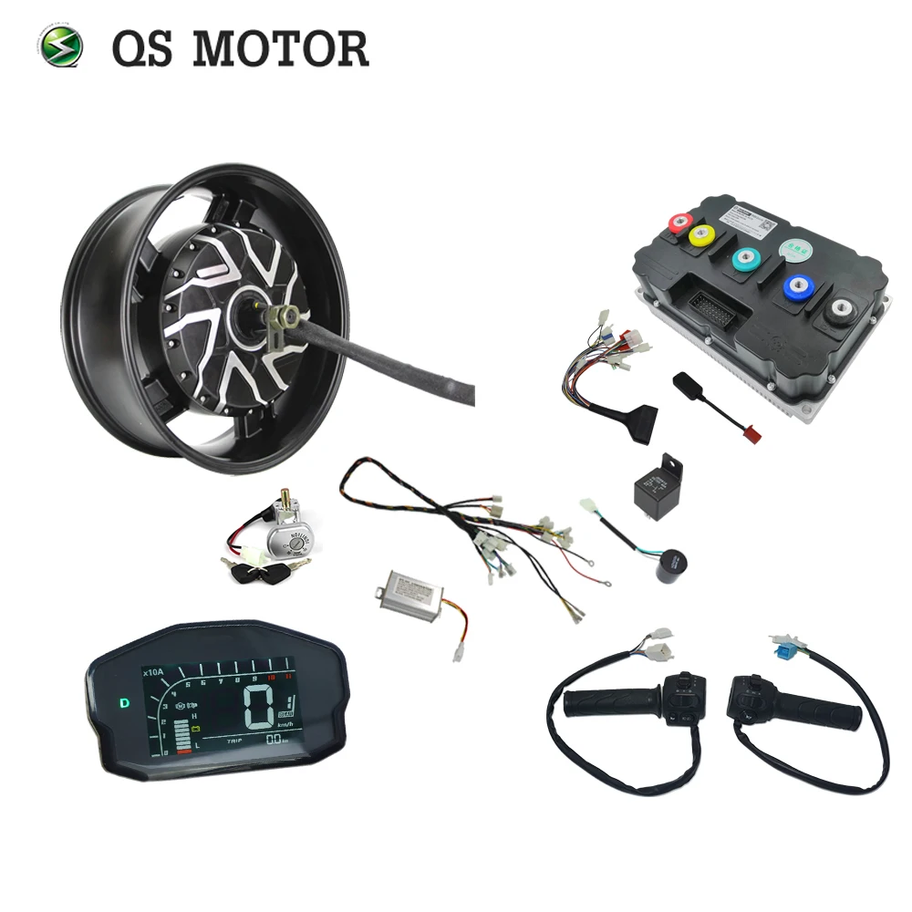 QSMOTOR New QS273 12000W 17*6.0inch V4 72V 150kph High Speed BLDC Hub MotorWith ND721200 Controller Kits For Electric Motorcycle