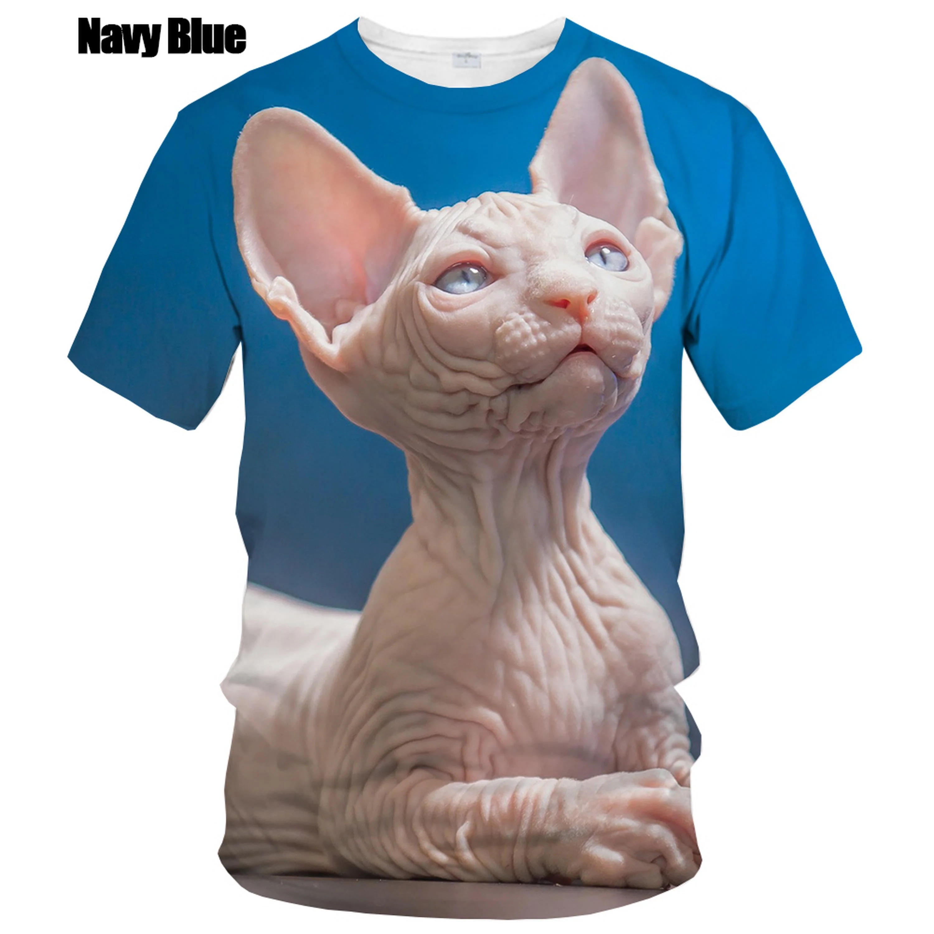 New Fashion Summer Hot Sale 3D Sphynx Cat Men\'s/women\'s T Shirt 3D Printing Short-sleeved Round Neck Men\'s Tops