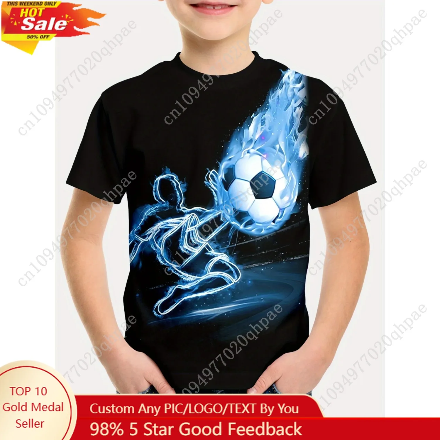 

Cool Football T-Shirt Children's T-Shirt Boy Outdoor Baby Summer Clothes Short Sleeve 3D Soccer Print Clothes for Girls T-Shirt