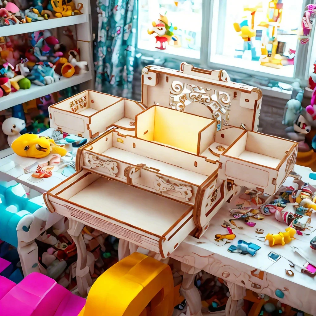 3D Stereo Puzzle DIY Jewelry Box Model, Suitable for Desktop Decoration, Storing Jewelry, and Holiday Gift-Giving
