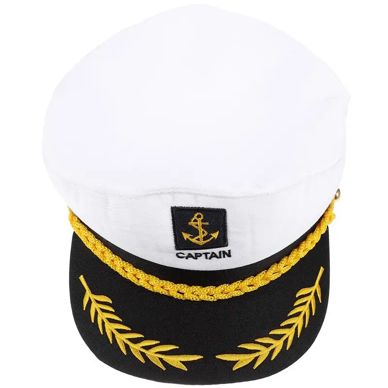 Captain Hat Adult Yacht Boat Ship Sailor Captain Costume Hat Navy Marine Admiral 3D Embroidered Captain Hat Party Decoration