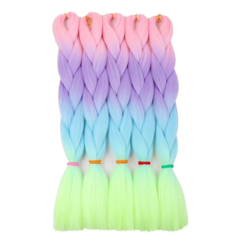 5 قطعة/الوحدة 24 بوصة جامبو أومبير جدائل شعر صناعية ملحقات ارتفاع درجة الحرارة صندوق الألياف الضفائر الشعر للفتيات والأطفال #2