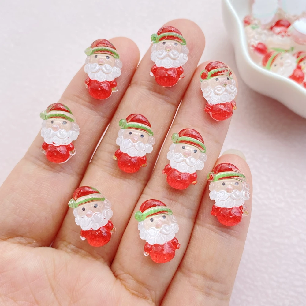 30 Pcs New Cute Resin Santa Claus Collection  Flat Back Ornament Jewelry Making Manicure Hairwear Accessorie