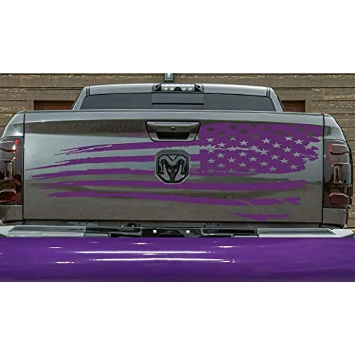 Distressed Tailgate Reversed Subdued USA American Flag Rear Door or Window Decal Sticker Car Truck Van Stickers fits Ford Chevy