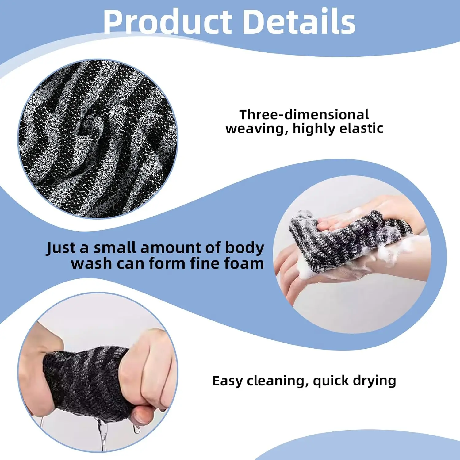 منشفة تقشير الجسم منشفة الظهر لإزالة الجلد الميت والتطهير العميق والتدليك تخلق رغوة غنية للرجال والنساء #4