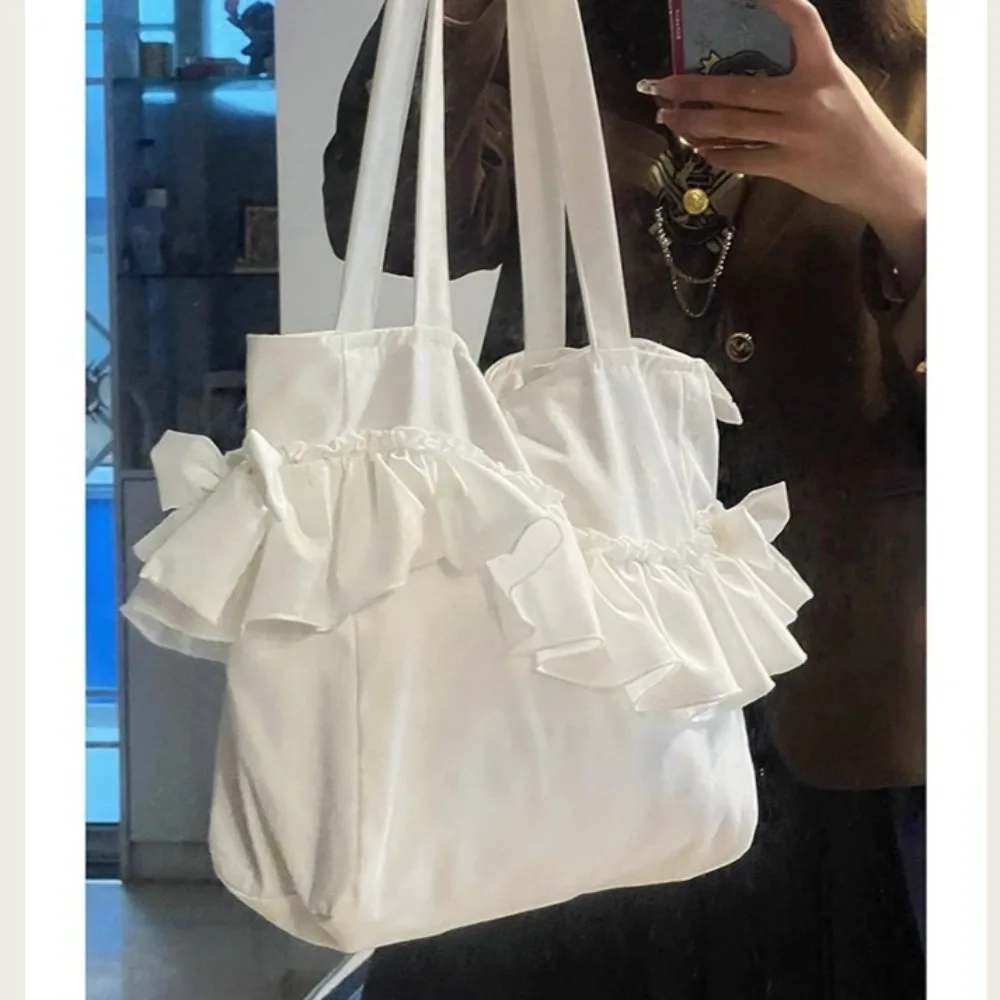 

Bandage Bow Shoulder Bag Ruffle Lace Bolsos De Mujer Sweet Square Tote Sac Femme Underarm Bags for Woman Korean Casual Bolso