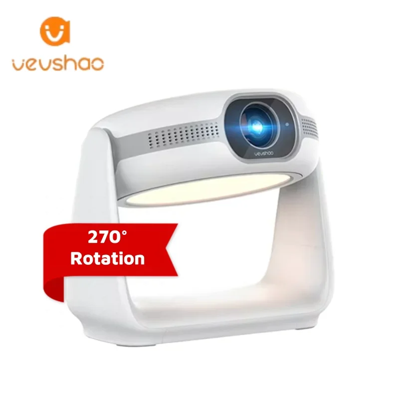 VEVSHAO Best Home Movie Projector 2024 A10 HD 1080p 4K Smart Android 9 Home Movie Projector With Holder to 270 Degree Rotate