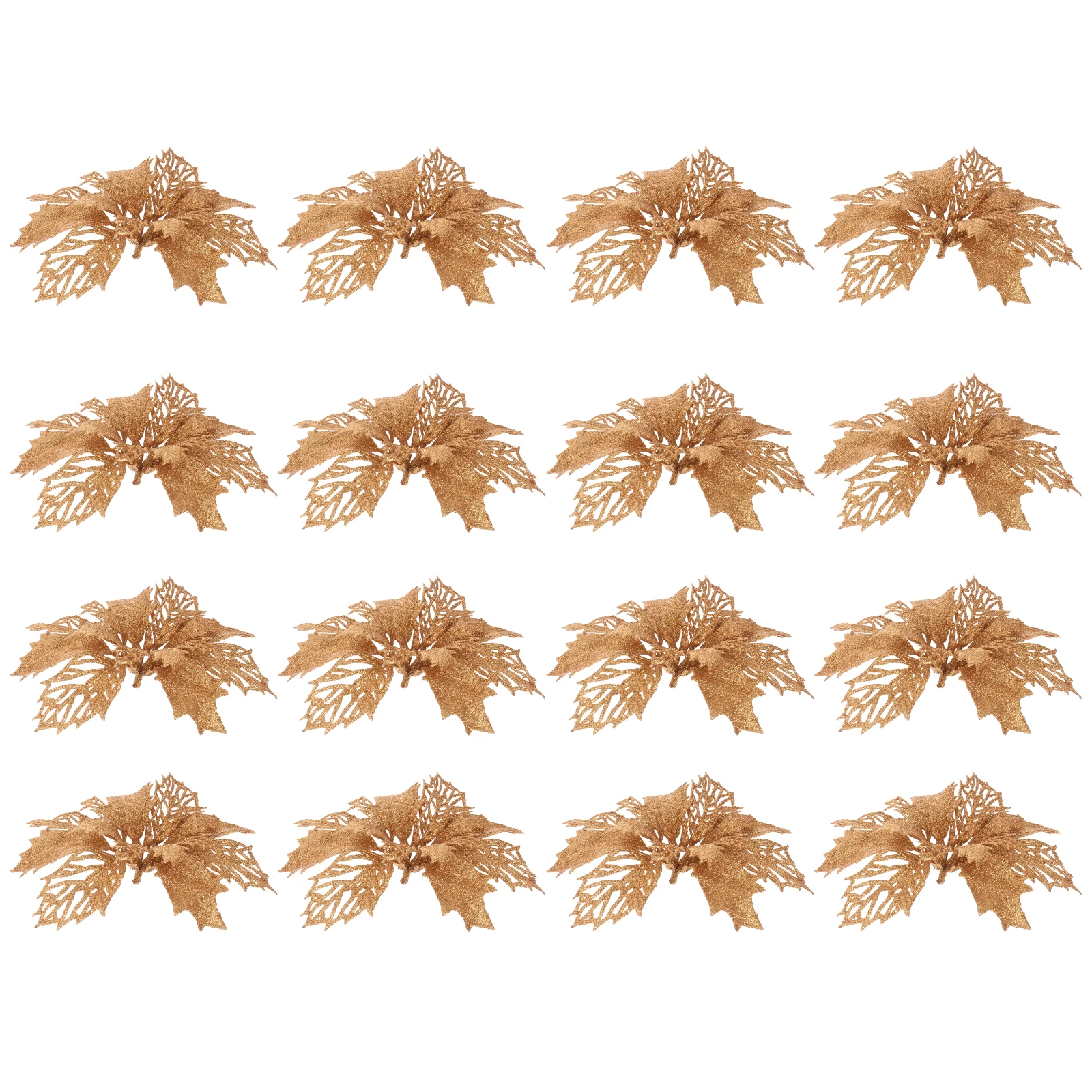 

12pcs Christmas Tree Flower Garland Hanging Decorations Sparkling Poinsettia Ornaments For Holiday Xmas Fireplace Simulation