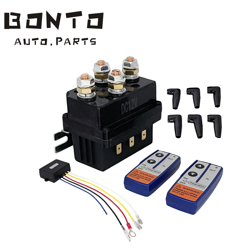 BONTO Universal 4x4 12V 500Amp HD Contactor Winch Control Solenoid Twin Wireless Remote Controller Recovery Kit For Jeep ATV SUV