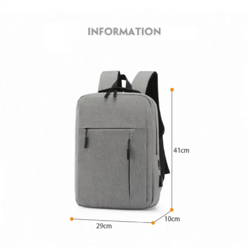 Unisex Business Casual Laptop Backpack with USB Interface Nylon Material Double Shoulder Backpack Lightweight Backpack